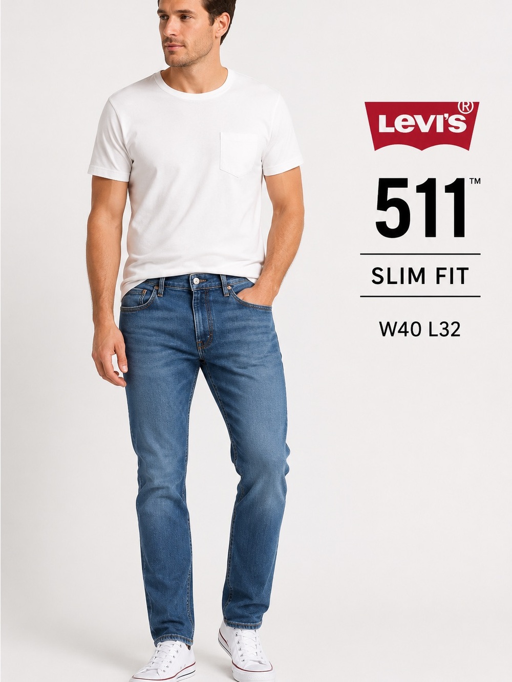 Levi’s 511 Slim Fit Stretch Jeans Men’s 40x32 Medium Wash Denim